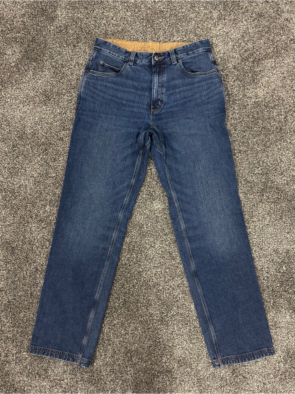 Duluth Trading Jeans Men 33x34 Blue DuluthFlex Ballroom Relaxed Straight Denim